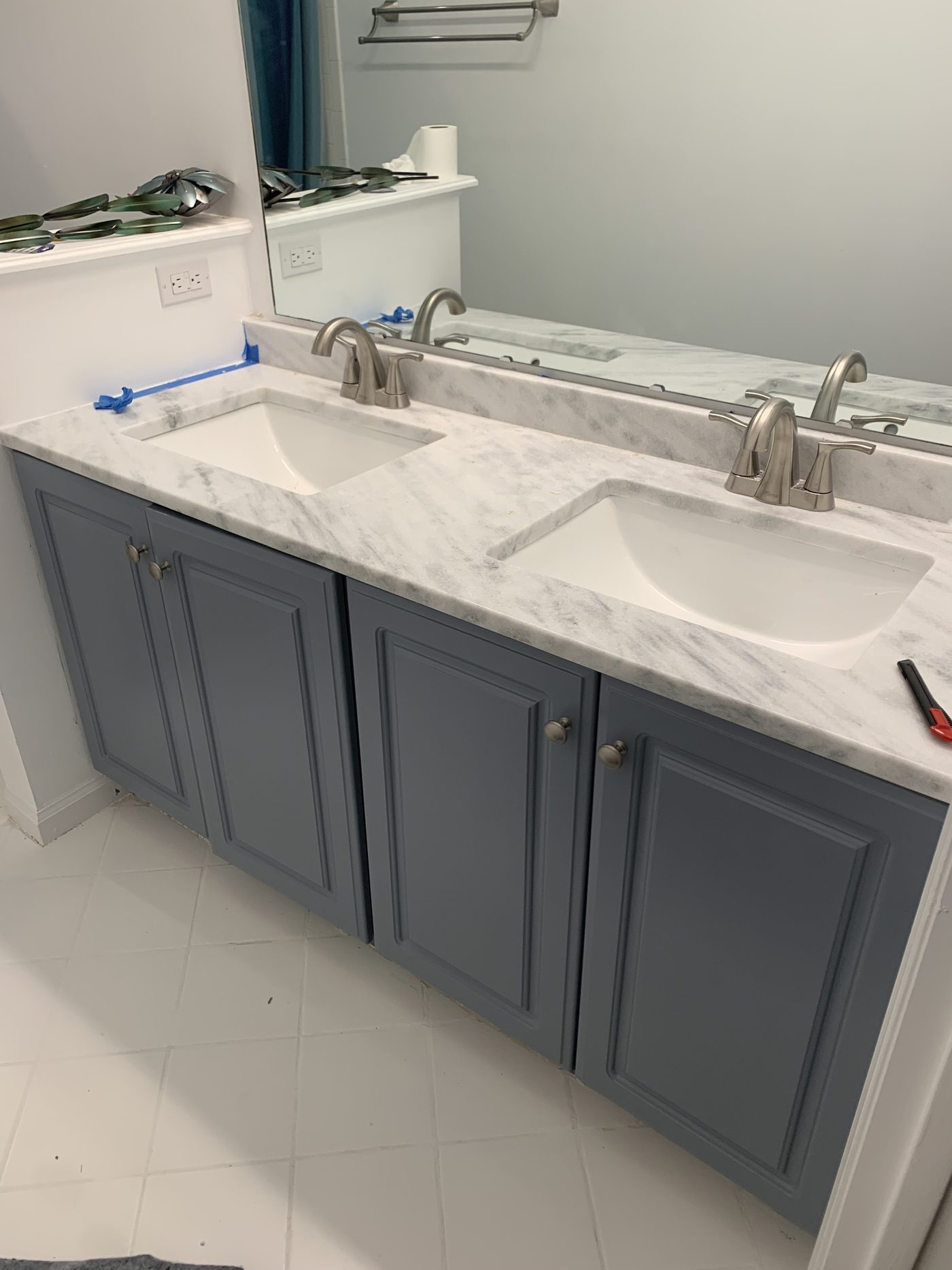 Bathroom vanity after renovation
