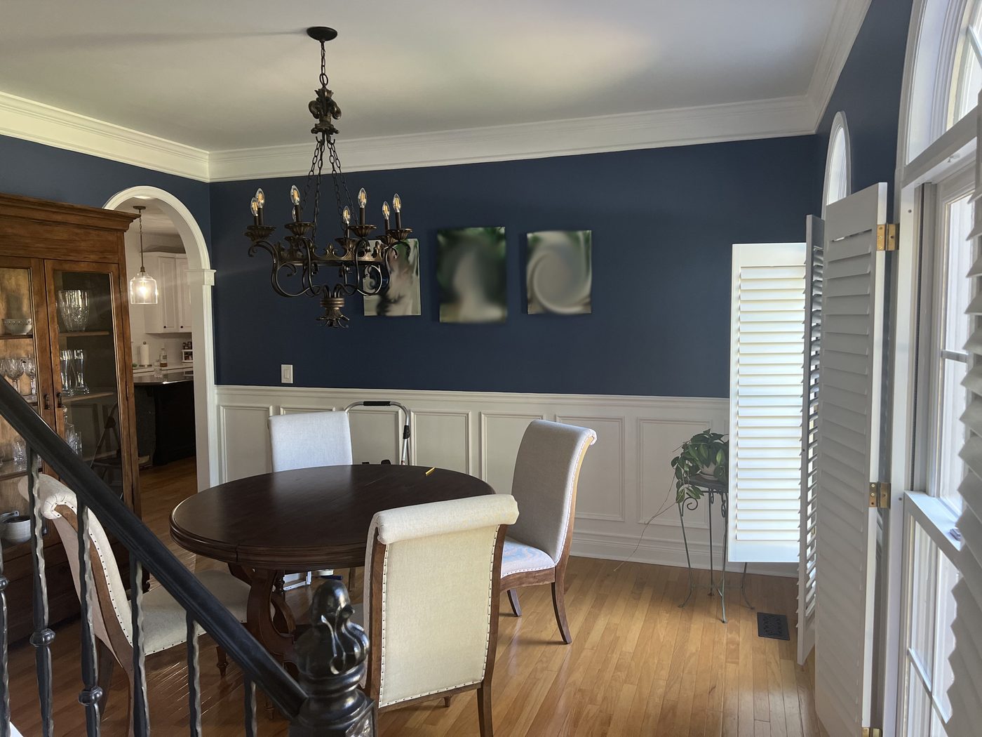 Dining room after wainscoting and paint